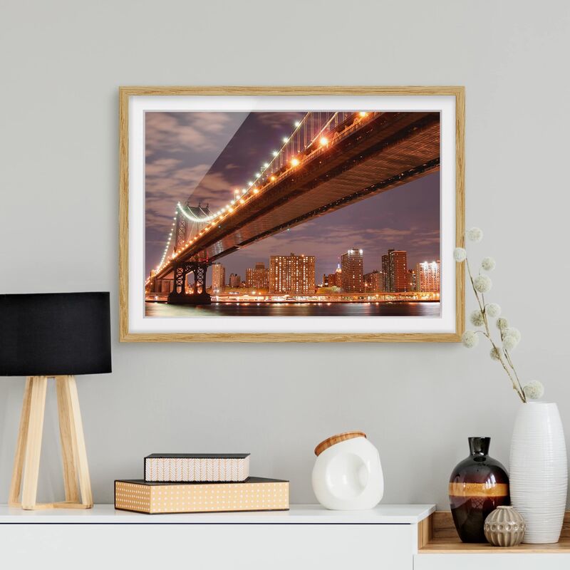 

Póster enmarcado - Manhattan Bridge Dimensión LxA: 70cm x 100cm, Marco: Roble