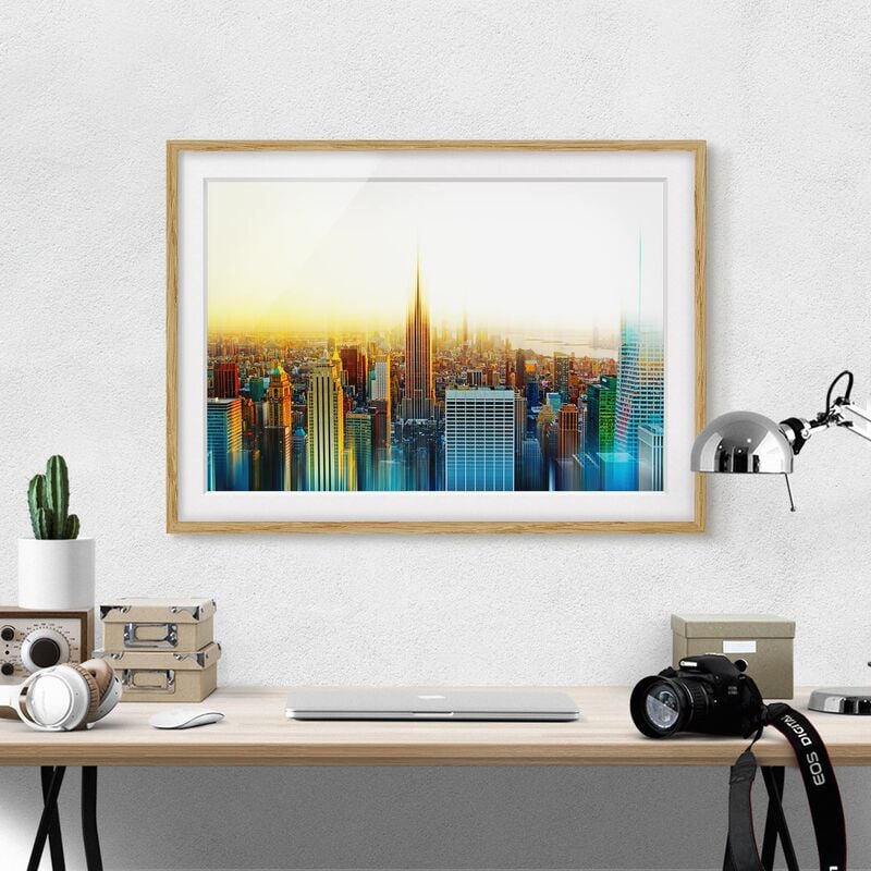 

Póster enmarcado - Manhattan Abstract Dimensión LxA: 30cm x 40cm, Marco: Roble