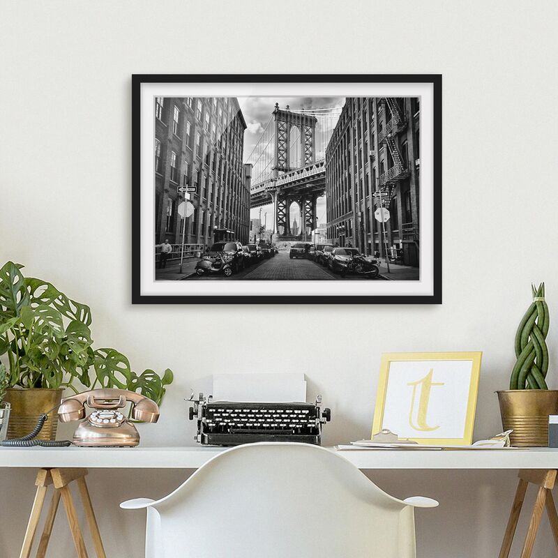 

Póster enmarcado - Manhattan Bridge In America Dimensión LxA: 50cm x 70cm, Marco: Negro