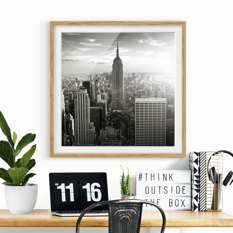 

Póster enmarcado - Manhattan Skyline Dimensión LxA: 30cm x 30cm, Marco: Roble