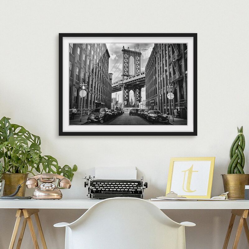 

Póster enmarcado - Manhattan Bridge In America Dimensión LxA: 40cm x 55cm, Marco: Negro