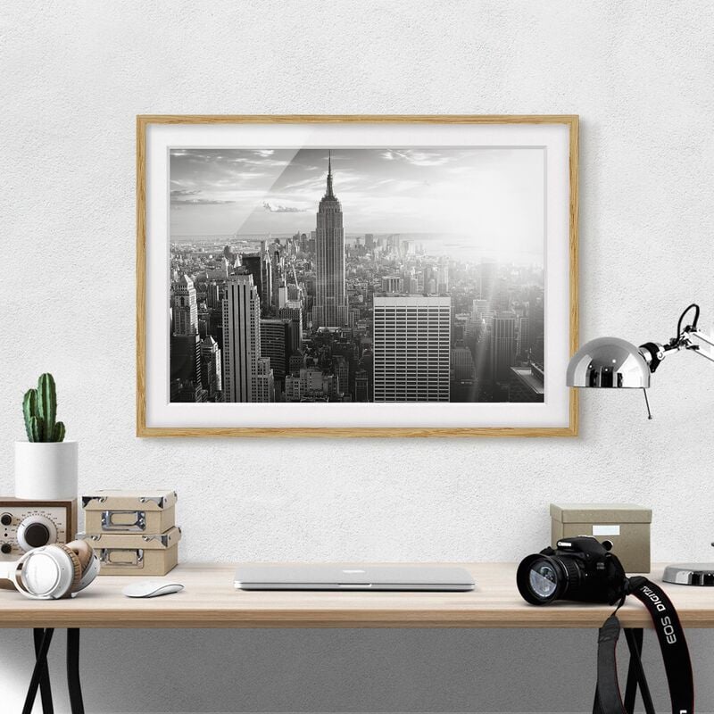 

Póster enmarcado - Manhattan Skyline Dimensión LxA: 40cm x 55cm, Marco: Roble