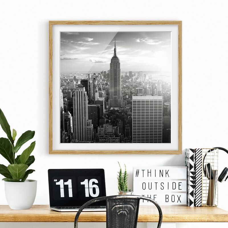 

Póster enmarcado - Manhattan Skyline Dimensión LxA: 50cm x 50cm, Marco: Roble