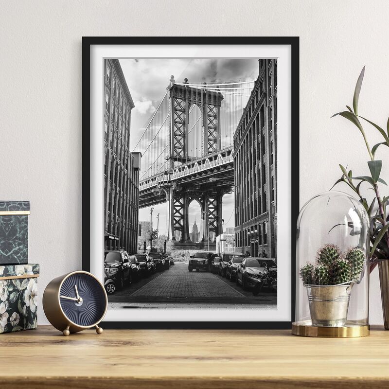 

Póster enmarcado - Manhattan Bridge In America Dimensión LxA: 24cm x 18cm, Marco: Negro