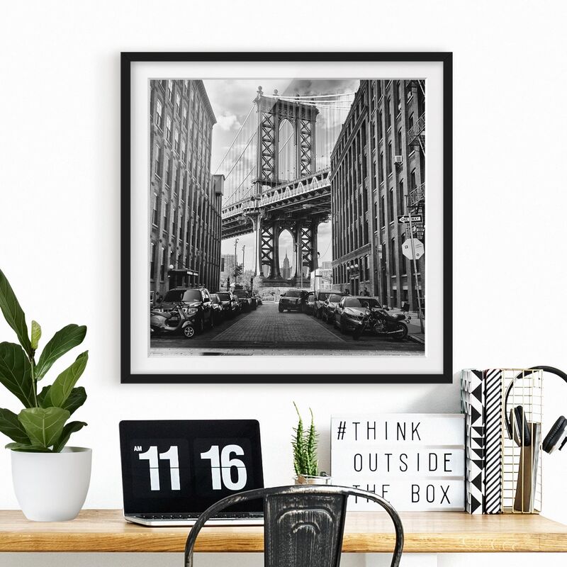 

Póster enmarcado - Manhattan Bridge In America Dimensión LxA: 50cm x 50cm, Marco: Negro