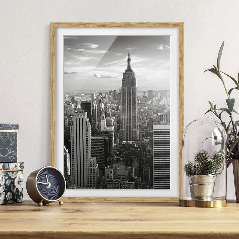 

Póster enmarcado - Manhattan Skyline Dimensión LxA: 24cm x 18cm, Marco: Roble