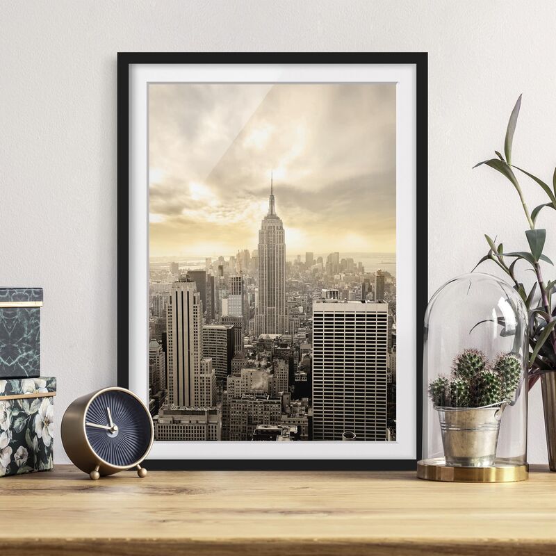 

Póster enmarcado - Manhattan Dawn Dimensión LxA: 100cm x 70cm, Marco: Negro