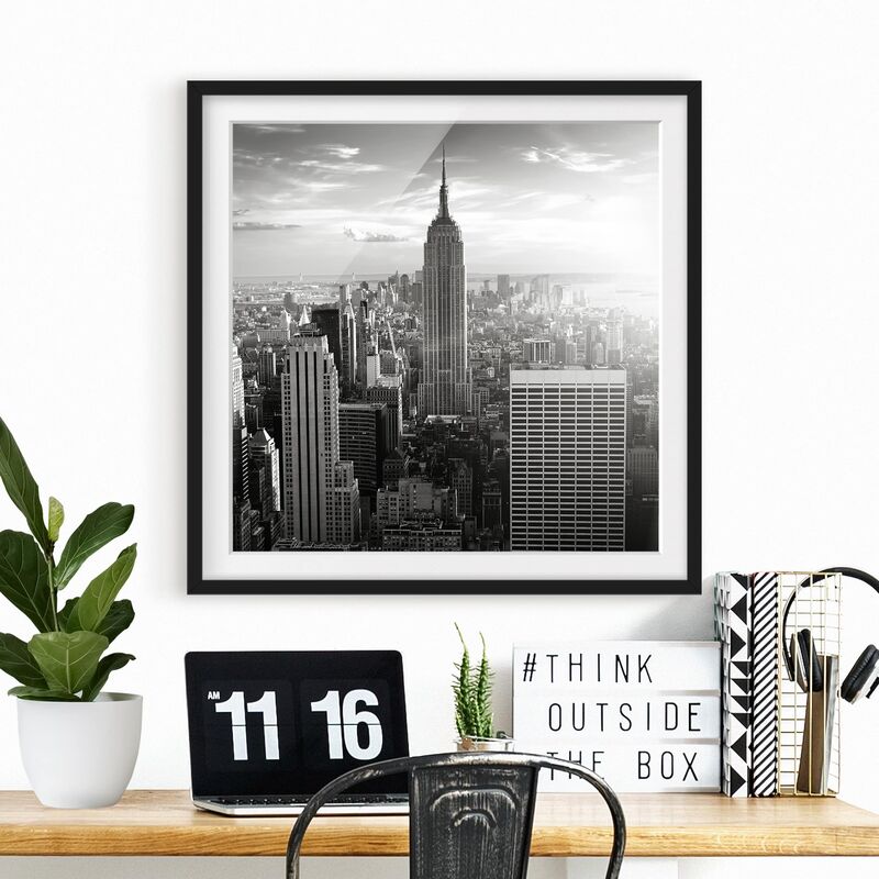 

Póster enmarcado - Manhattan Skyline Dimensión LxA: 30cm x 30cm, Marco: Negro