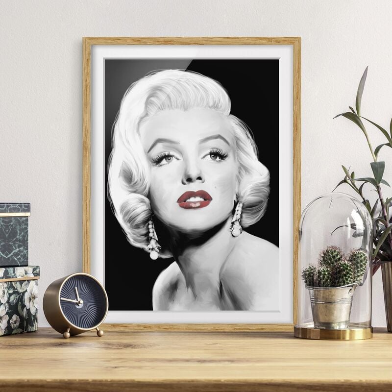 

Póster enmarcado - Marilyn Con Gli Orecchini Dimensión LxA: 24cm x 18cm, Marco: Roble