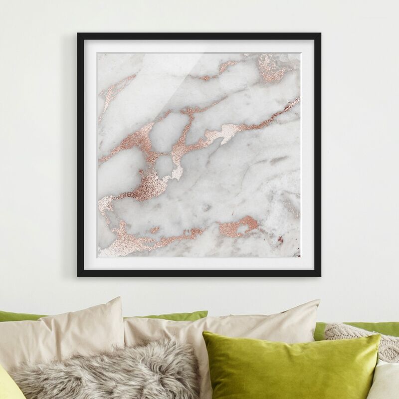 

Póster enmarcado - Marmo Ottica con glitter Dimensión LxA: 70cm x 70cm, Marco: Negro