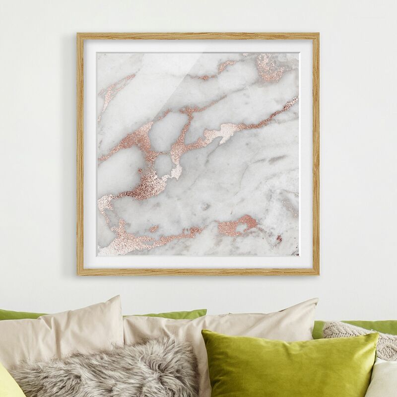 

Póster enmarcado - Marmo Ottica con glitter Dimensión LxA: 70cm x 70cm, Marco: Roble