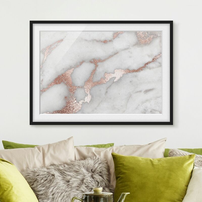 

Póster enmarcado - Marmo Ottica con glitter Dimensión LxA: 30cm x 40cm, Marco: Negro