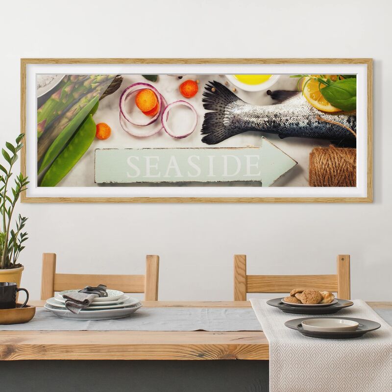 

Póster enmarcado - Marina Dimensión LxA: 30cm x 75cm, Marco: Roble