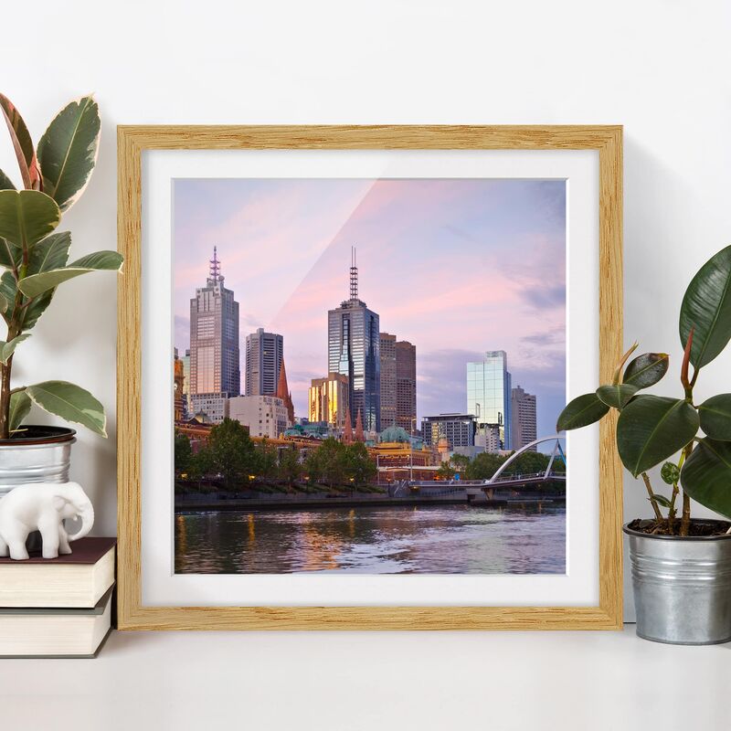 

Póster enmarcado - Melbourne At Sunrise Dimensión LxA: 30cm x 30cm, Marco: Roble