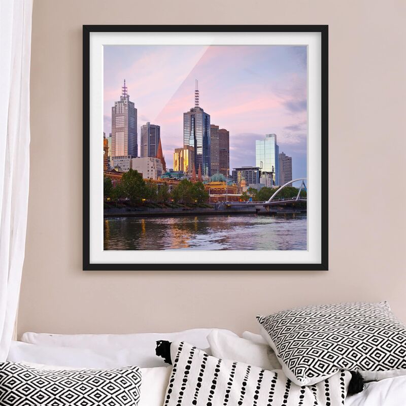 

Póster enmarcado - Melbourne At Sunrise Dimensión LxA: 50cm x 50cm, Marco: Negro