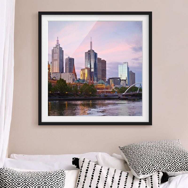 

Póster enmarcado - Melbourne At Sunrise Dimensión LxA: 70cm x 70cm, Marco: Negro