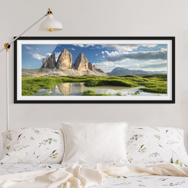 

Póster enmarcado - Merli Altoatesine E Wasserspiegelung Dimensión LxA: 30cm x 75cm, Marco: Negro