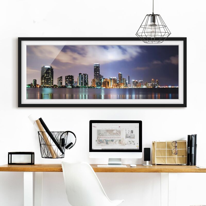 

Póster enmarcado - Miami Di Notte Dimensión LxA: 20cm x 50cm, Marco: Negro