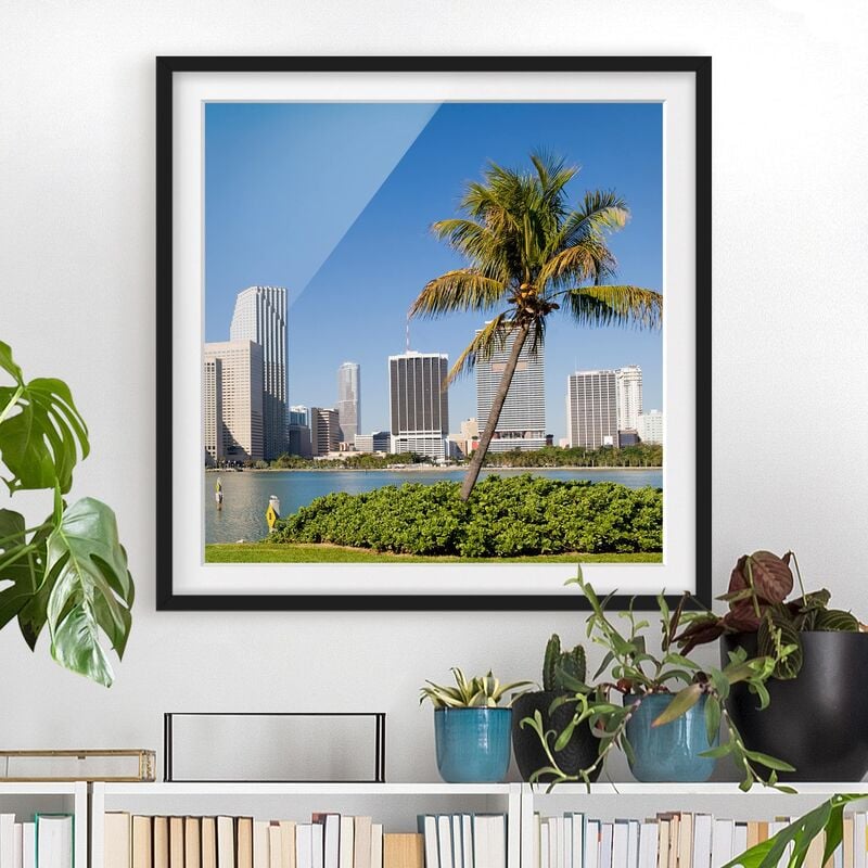 

Póster enmarcado - Miami Beach Skyline Dimensión LxA: 50cm x 50cm, Marco: Negro