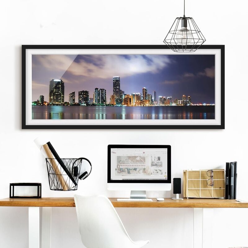 

Póster enmarcado - Miami Di Notte Dimensión LxA: 20cm x 50cm, Marco: Negro