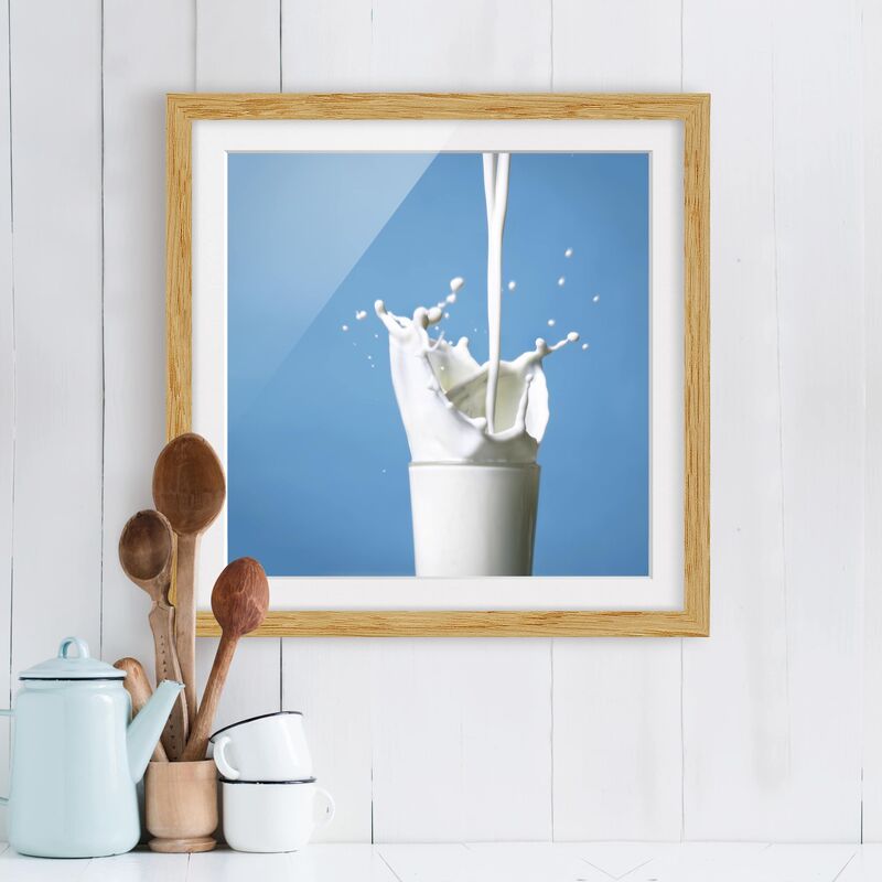 

Póster enmarcado - Milk Dimensión LxA: 70cm x 70cm, Marco: Roble