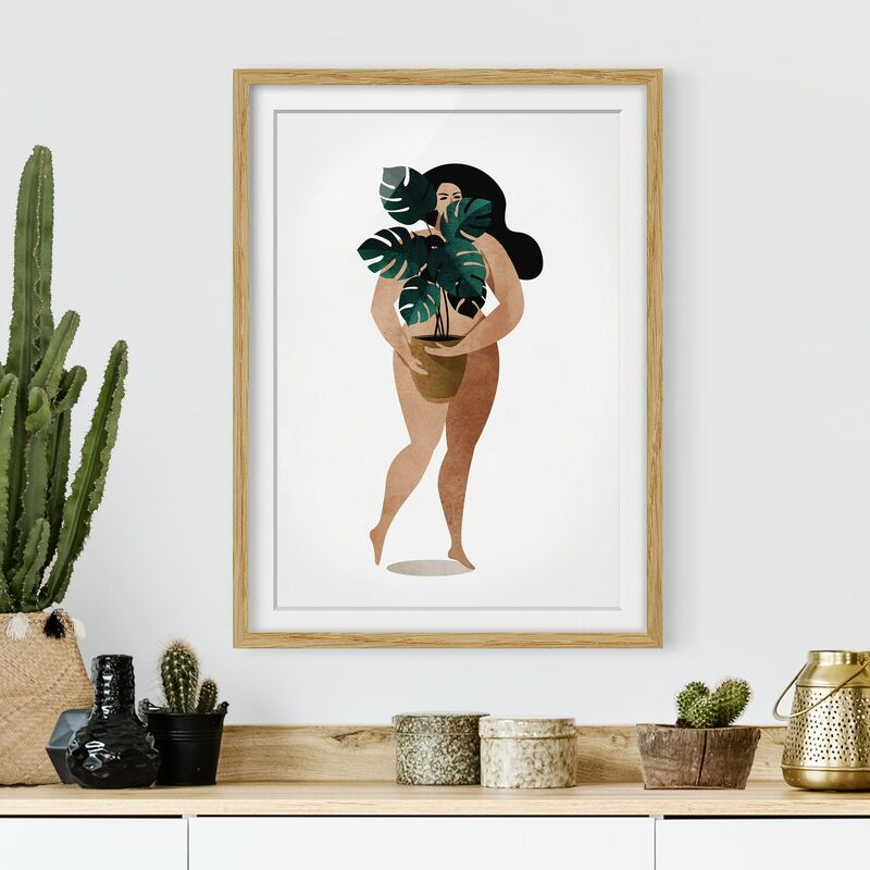 

Póster enmarcado - Miss Monstera Dimensión LxA: 24cm x 18cm, Marco: Roble