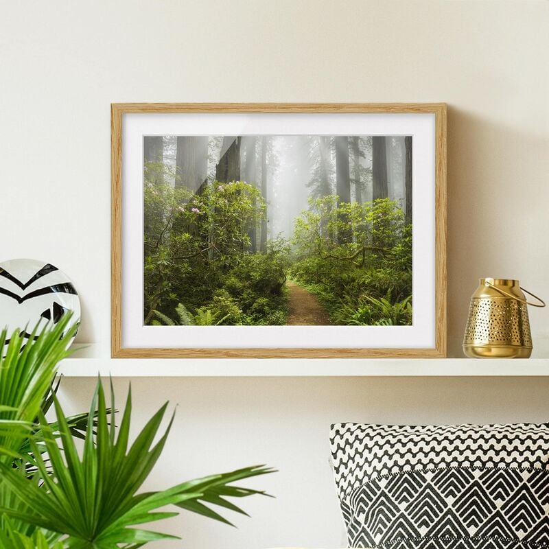 

Póster enmarcado - Misty Forest Path Dimensión LxA: 18cm x 24cm, Marco: Roble