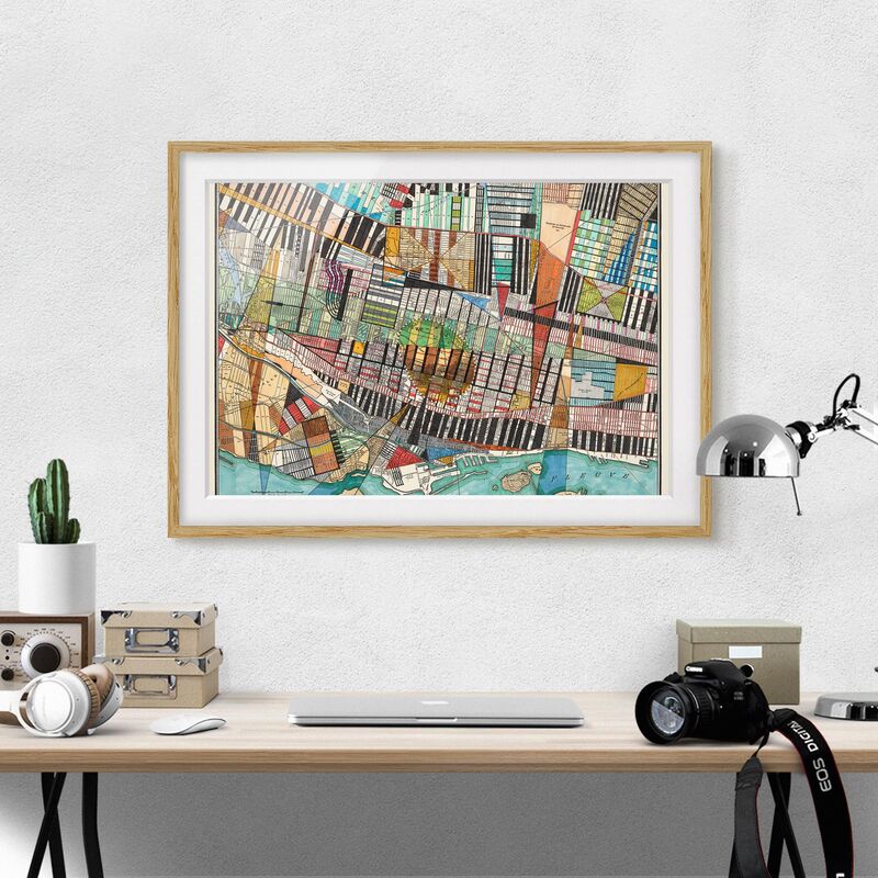 

Póster enmarcado - Modern Map Of Montreal Dimensión LxA: 50cm x 70cm, Marco: Roble