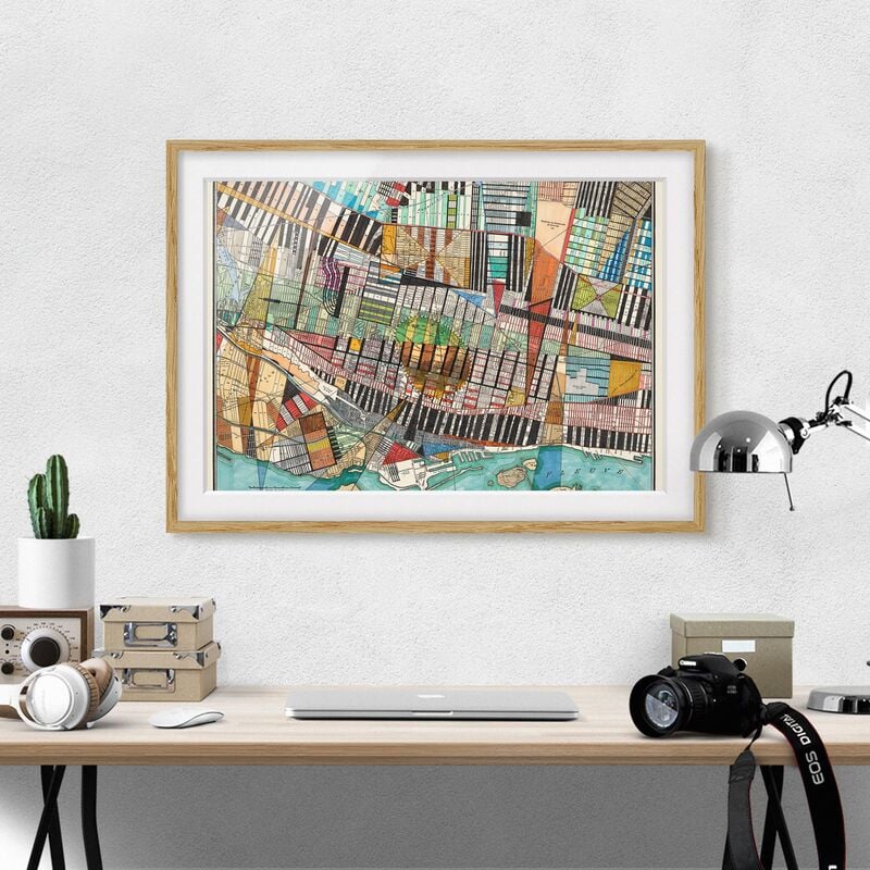 

Póster enmarcado - Modern Map Of Montreal Dimensión LxA: 40cm x 55cm, Marco: Roble