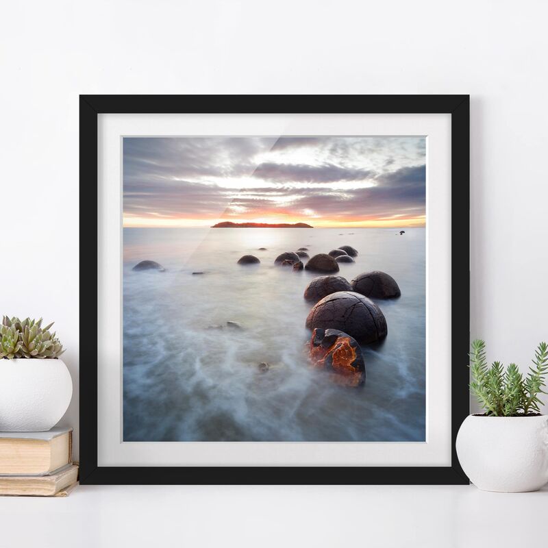 

Póster enmarcado - Moeraki New Zealand Dimensión LxA: 30cm x 30cm, Marco: Negro