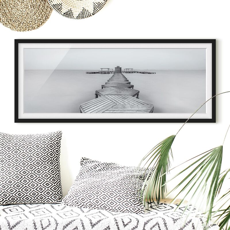 

Póster enmarcado - Molo in legno Bianco e nero Dimensión LxA: 40cm x 100cm, Marco: Negro