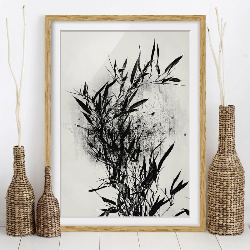 

Póster enmarcado - Mondo vegetale grafico - Bambú nero Dimensión LxA: 40cm x 30cm, Marco: Roble