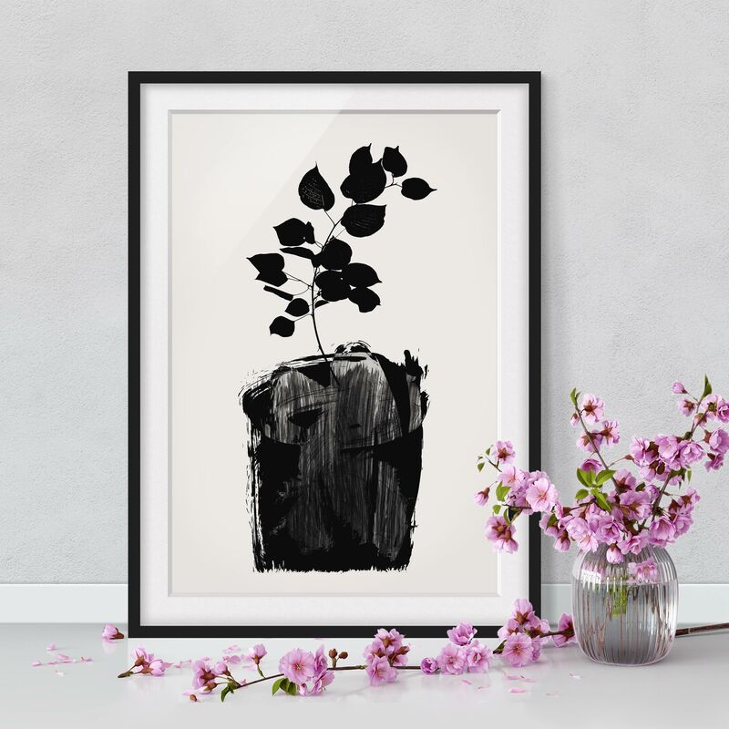 

Póster enmarcado - Mondo vegetale grafico - Foglie nere Dimensión LxA: 55cm x 40cm, Marco: Negro