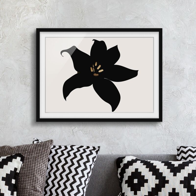 

Póster enmarcado - Mondo vegetale grafico - Orchidea in nero e oro Dimensión LxA: 70cm x 100cm, Marco: Negro