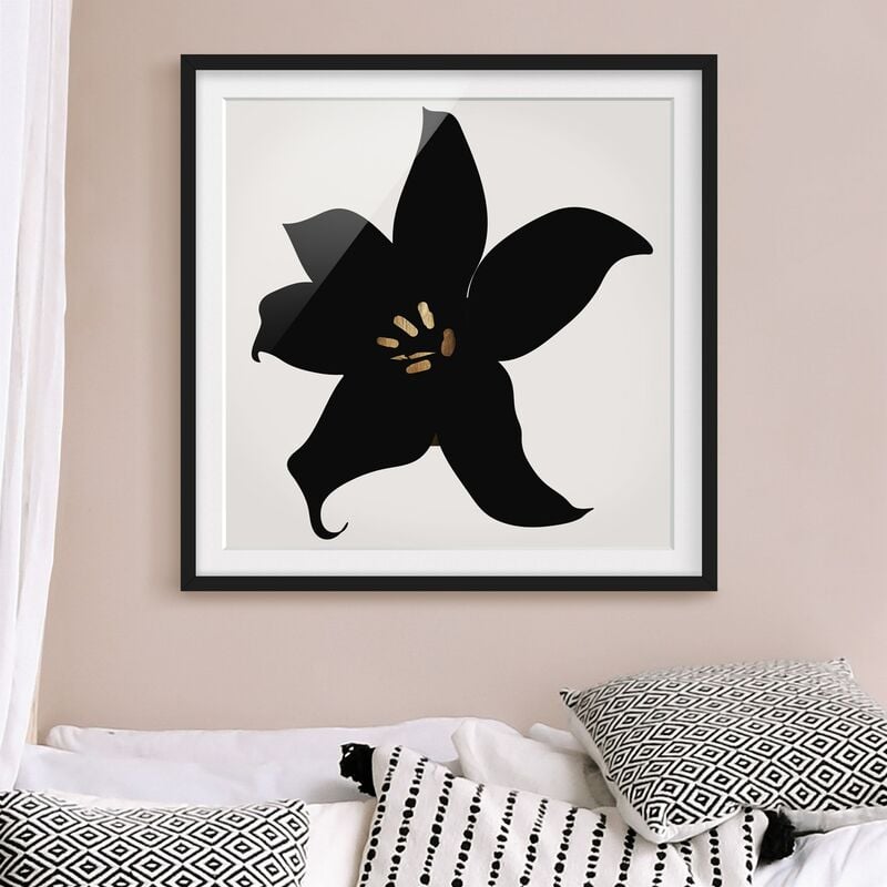 

Póster enmarcado - Mondo vegetale grafico - Orchidea in nero e oro Dimensión LxA: 30cm x 30cm, Marco: Negro