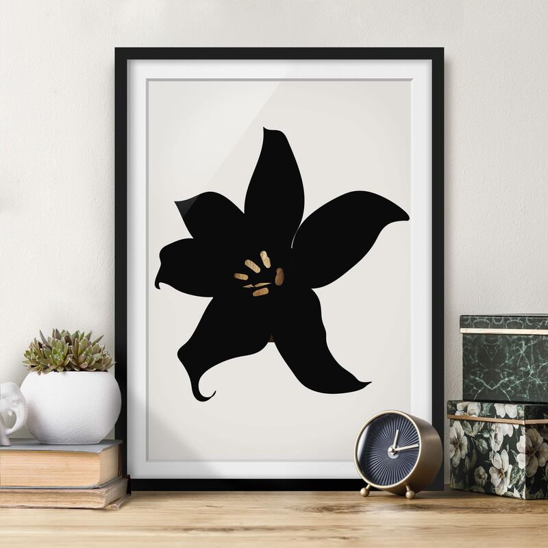 

Póster enmarcado - Mondo vegetale grafico - Orchidea in nero e oro Dimensión LxA: 40cm x 30cm, Marco: Negro