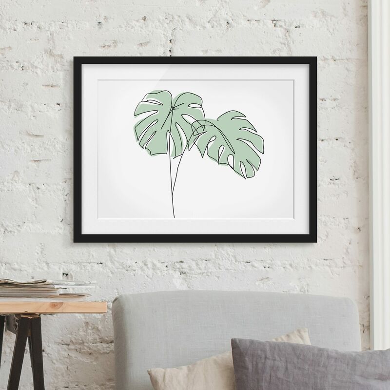 

Póster enmarcado - Monstera Foglie Line Art Dimensión LxA: 50cm x 70cm, Marco: Negro