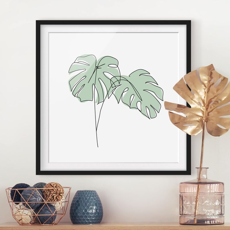 

Póster enmarcado - Monstera Foglie Line Art Dimensión LxA: 50cm x 50cm, Marco: Negro