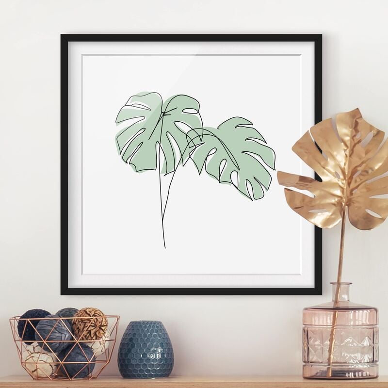 

Póster enmarcado - Monstera Foglie Line Art Dimensión LxA: 30cm x 30cm, Marco: Negro