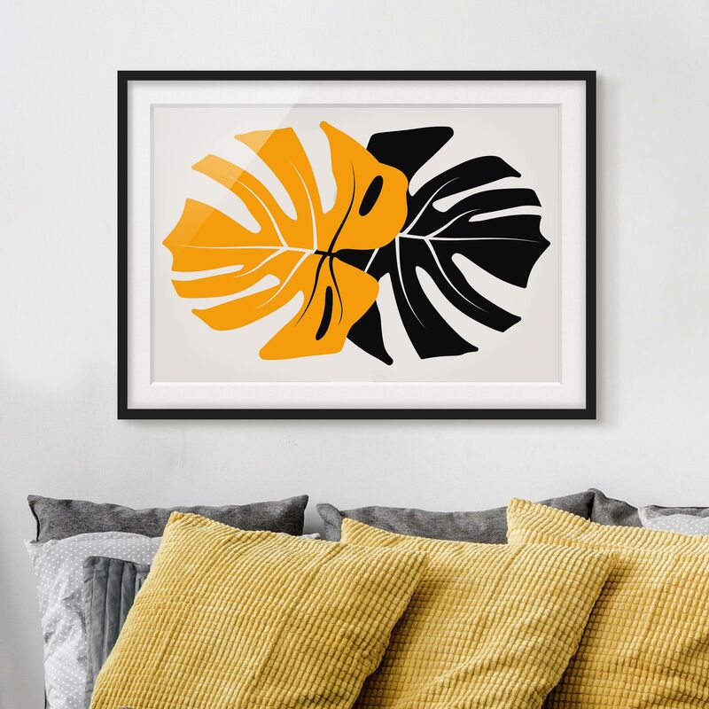 

Póster enmarcado - Monstera in nero e giallo Dimensión LxA: 70cm x 100cm, Marco: Negro
