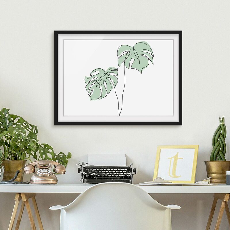 

Póster enmarcado - Monstera Foglie Line Art Dimensión LxA: 50cm x 70cm, Marco: Negro