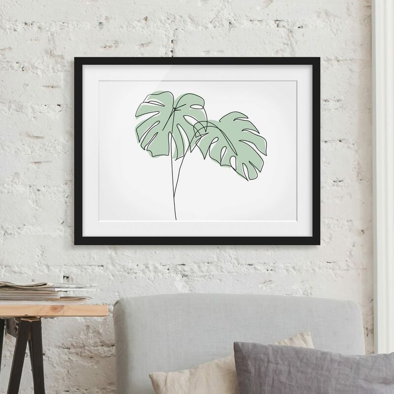 

Póster enmarcado - Monstera Foglie Line Art Dimensión LxA: 40cm x 55cm, Marco: Negro