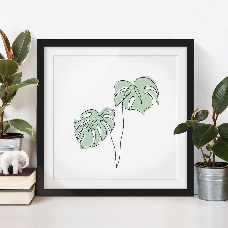 

Póster enmarcado - Monstera Foglie Line Art Dimensión LxA: 30cm x 30cm, Marco: Negro