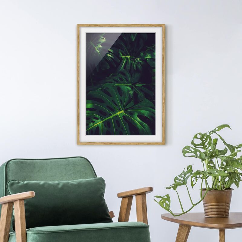 

Póster enmarcado - Monstera Jungle Dimensión LxA: 100cm x 70cm, Marco: Roble