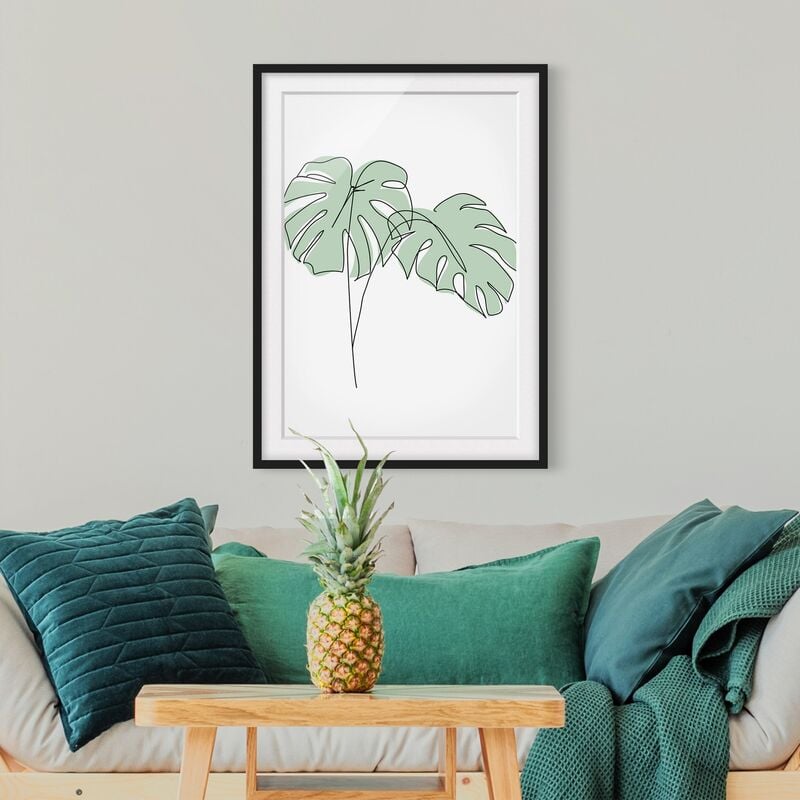

Póster enmarcado - Monstera Foglie Line Art Dimensión LxA: 24cm x 18cm, Marco: Negro