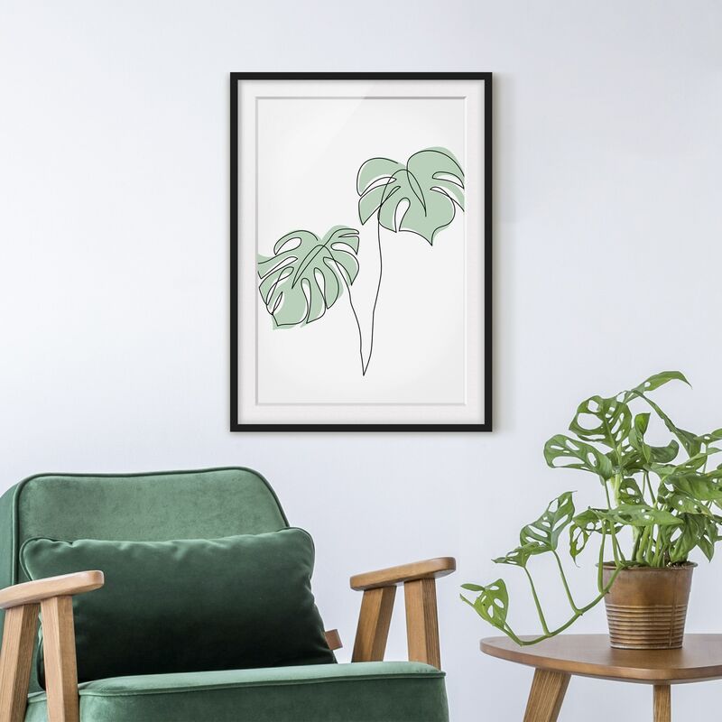 

Póster enmarcado - Monstera Foglie Line Art Dimensión LxA: 24cm x 18cm, Marco: Negro