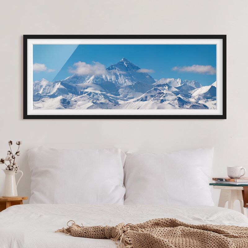 

Póster enmarcado - Monte Everest Dimensión LxA: 30cm x 75cm, Marco: Negro