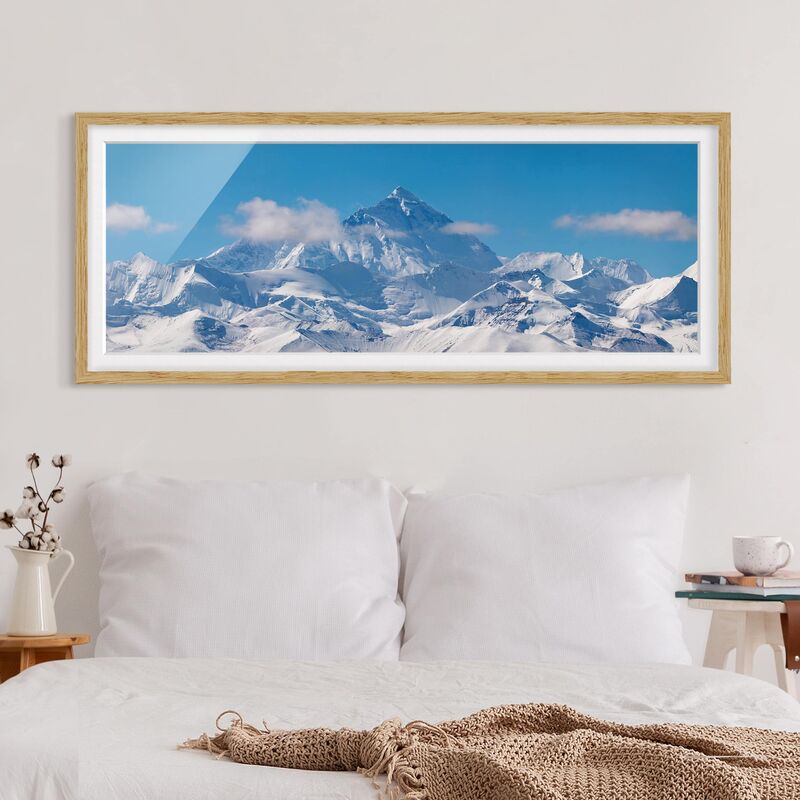 

Póster enmarcado - Monte Everest Dimensión LxA: 50cm x 130cm, Marco: Roble