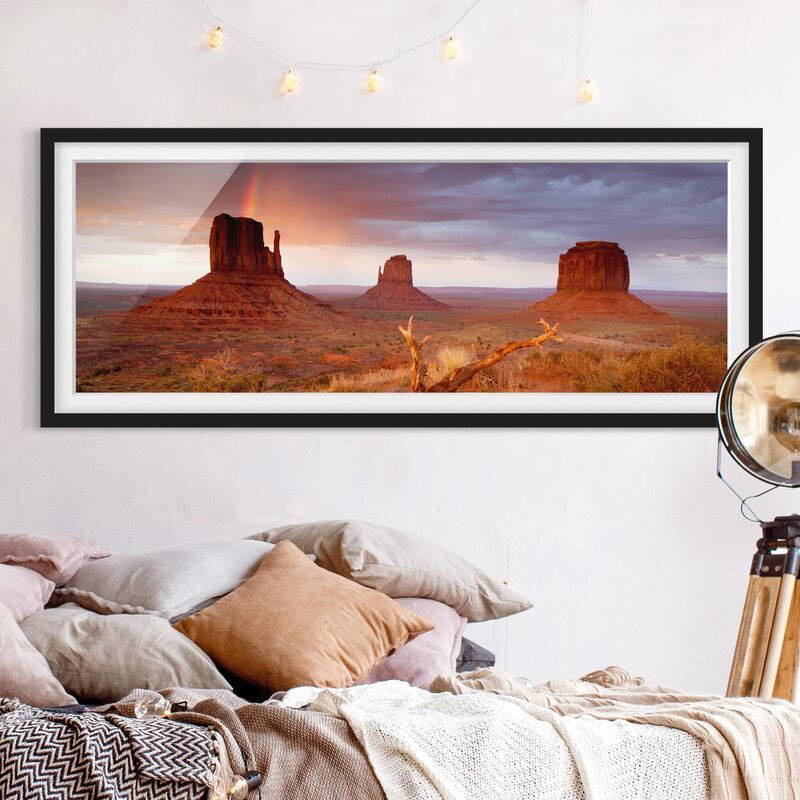 

Póster enmarcado - Monument Valley Al Tramonto Dimensión LxA: 30cm x 75cm, Marco: Negro