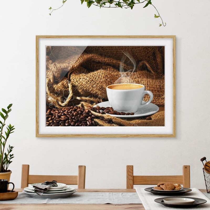 

Póster enmarcado - Morning Coffee Dimensión LxA: 18cm x 24cm, Marco: Roble
